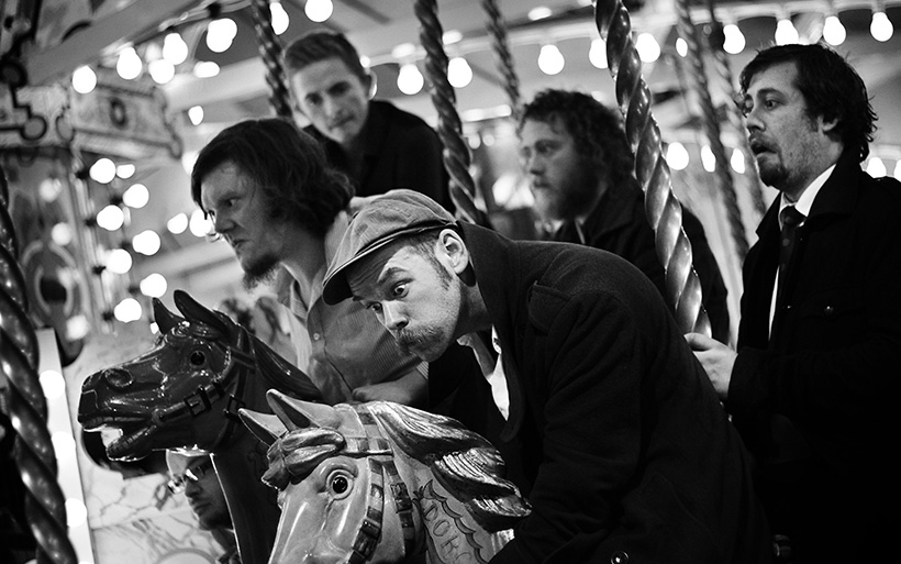 The Bedlam Six on a fairground carousel